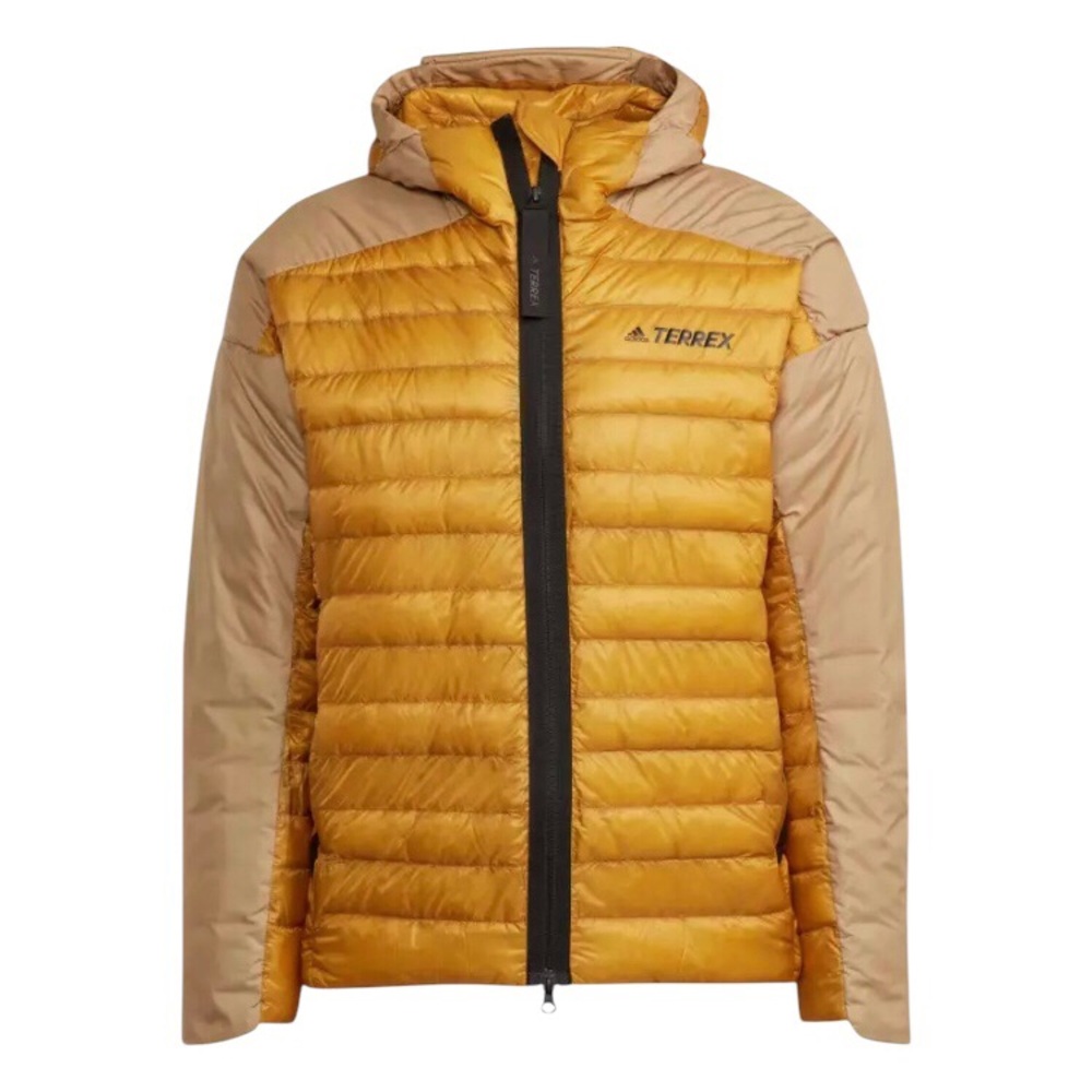 ADIDAS TERREX Men’s Yellow and Tan Jacket Down Puffer Small Packable Coat